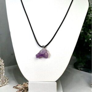 Amethyst Quartz Necklace Pendant Spiritual Balance Calming NWOT 3rd Eye Serenity